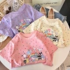 Áo thun cotton hữu cơ bé gái tay ngắn in hoạt hình mùa hè Hàn Quốc - 97.236đ 3