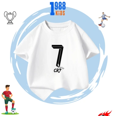 Áo thun cotton in hình số 7 fan Siu Ronaldo, thoáng mát cho bé trai bé gái - 90.000đ