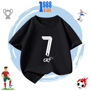 Áo thun cotton in hình số 7 fan Siu Ronaldo, thoáng mát cho bé trai bé gái - 90.000đ