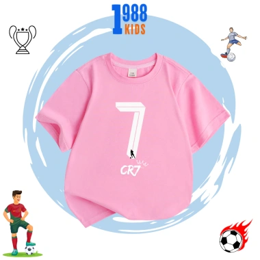 Áo thun cotton in hình số 7 fan Siu Ronaldo, thoáng mát cho bé trai bé gái - 90.000đ