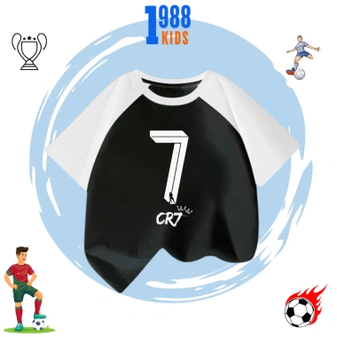 Áo thun cotton in hình số 7 fan Siu Ronaldo, thoáng mát cho bé trai bé gái - 90.000đ
