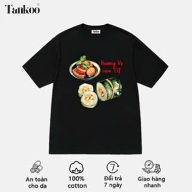 Áo thun cotton in Hương vị Tết cho nam nữ – Họa tiết bánh tét truyền thống, giảm giá 18% chỉ 79.200₫ Áo thun cotton in Hương vị Tết cho nam nữ – Họa tiết bánh tét truyền thống, giảm giá 18% chỉ 79.200₫