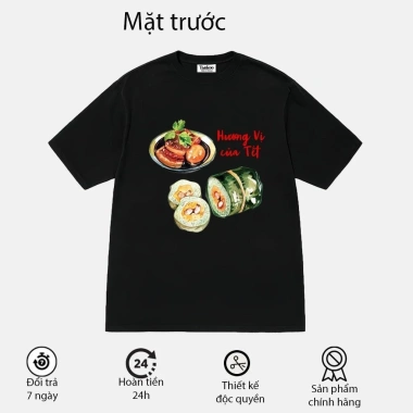 Áo thun cotton in Hương vị Tết cho nam nữ – Họa tiết bánh tét truyền thống, giảm giá 18% chỉ 79.200₫