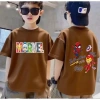 Áo thun cotton mềm ngắn tay hoạt hình trẻ 3-14 tuổi 90-150cm thoải mái 85.999đ 9