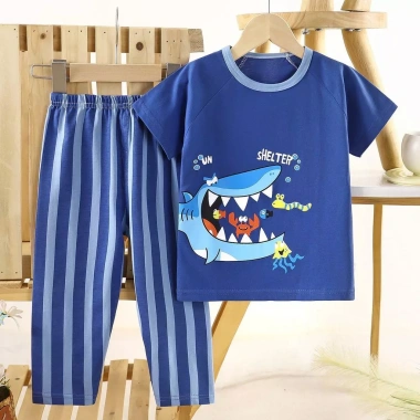 Áo thun Cotton nguyên chất cho trẻ em – tay ngắn + quần dài, đồ mặc nhà mỏng, giá ưu đãi 289.868 VND