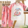 Áo thun Cotton nguyên chất cho trẻ em – tay ngắn + quần dài, đồ mặc nhà mỏng, giá ưu đãi 289.868 VND 9