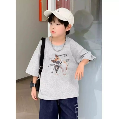 Áo thun cotton phong cách Hàn mùa hè cho trẻ 1‑13 tuổi, cổ tròn, Baju Budak Kanak – Giá ưu đãi 143.332 VND