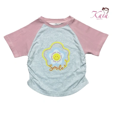 Áo Thun Cotton Trẻ Em Raglan Tay Ngắn In Hoa Cười Smile Phối Màu Giá 85.500₫ 2