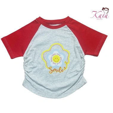 Áo Thun Cotton Trẻ Em Raglan Tay Ngắn In Hoa Cười Smile Phối Màu Giá 85.500₫ 3