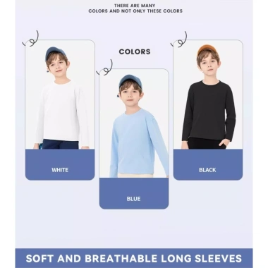 Áo thun dài tay BabyloveGO cho bé trai và bé gái, cotton mềm mịn, cổ tròn basic, giảm còn 99.000₫
