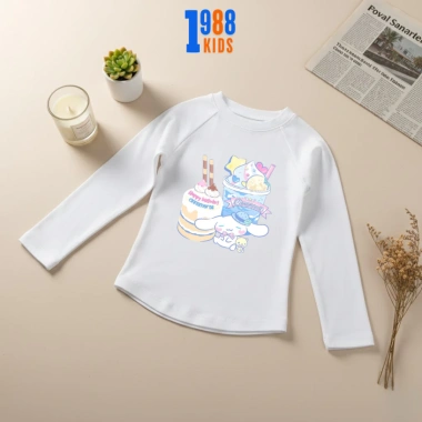 Áo thun dài tay bé gái 1.988kids Cinnamoroll bánh kem, nhiều màu cotton, chỉ 96.000₫