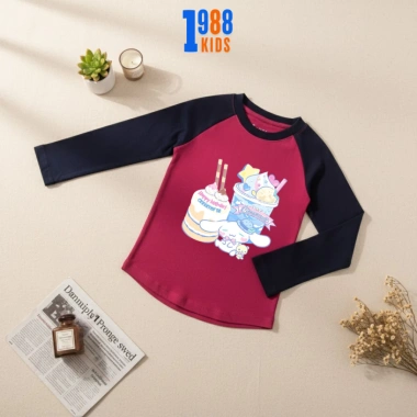 Áo thun dài tay bé gái 1.988kids Cinnamoroll bánh kem, nhiều màu cotton, chỉ 96.000₫