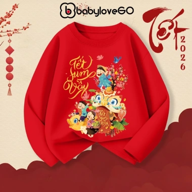 Áo thun dài tay bé gái BabyloveGO mùa thu đông, thun cotton in hình Baby Three mẫu mới siêu yêu - 129k