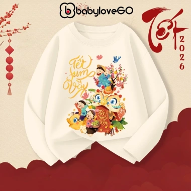 Áo thun dài tay bé gái BabyloveGO mùa thu đông, thun cotton in hình Baby Three mẫu mới siêu yêu - 129k