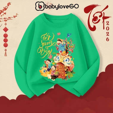 Áo thun dài tay bé gái BabyloveGO mùa thu đông, thun cotton in hình Baby Three mẫu mới siêu yêu - 129k
