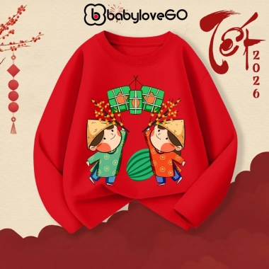 Áo thun dài tay bé gái BabyloveGO mùa thu đông, thun cotton in hình Baby Three mẫu mới siêu yêu - 129k