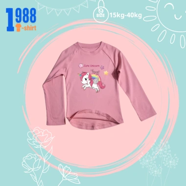 Áo thun dài tay bé gái hình ngựa pony, phù hợp 15‑38kg, áo phông thời trang mã TED038 – Giá chỉ 78.500đ