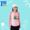 Áo thun dài tay bé gái Labubu ông già Noel, cotton giữ nhiệt 15-38kg, mã TED02, giá ưu đãi 78.500₫