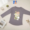 Áo thun dài tay bé gái Pochacco ly trà sữa cotton mềm mại, thoải mái 3