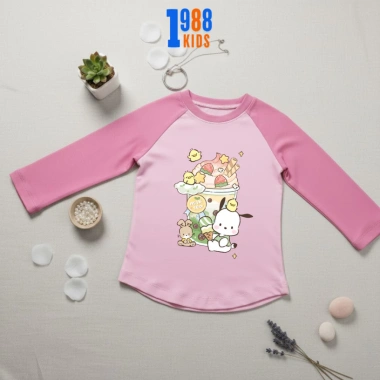 Áo thun dài tay bé gái Pochacco ly trà sữa cotton mềm mại, thoải mái 8