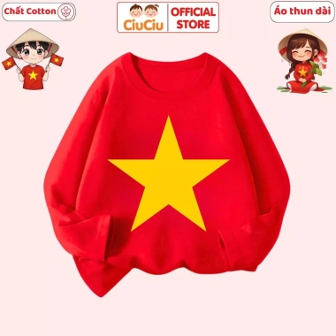 Áo Thun Dài Tay Cờ Đỏ Sao Vàng Việt Nam Cho Bé Trai và Bé Gái CIUCIU KID Cotton Giá 110k