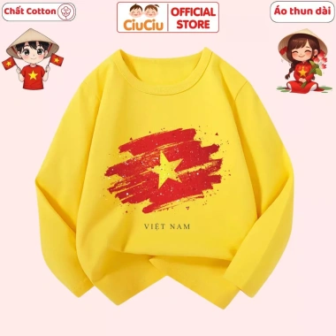 Áo Thun Dài Tay Cờ Đỏ Sao Vàng Việt Nam Cho Bé Trai và Bé Gái CIUCIU KID Cotton Giá 110k