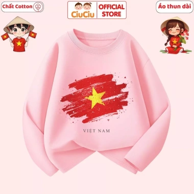 Áo Thun Dài Tay Cờ Đỏ Sao Vàng Việt Nam Cho Bé Trai và Bé Gái CIUCIU KID Cotton Giá 110k