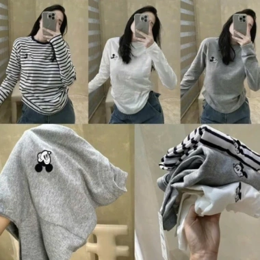Áo thun dài tay cổ tròn form rộng thêu chuột Mickey co dãn 4 chiều Giá ưu đãi 79.000₫ 2 Áo thun dài tay cổ tròn form rộng thêu chuột Mickey co dãn 4 chiều Giá ưu đãi 79.000₫ 2