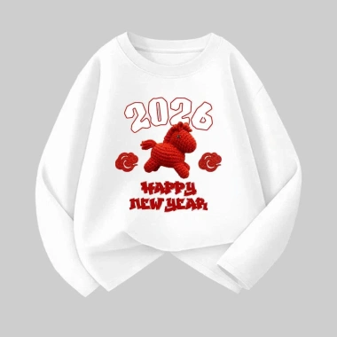 Áo thun dài tay Happy New Year unisex cotton mềm mát size 8-97kg giảm giá 129k 5