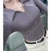 Áo thun dài tay polo STEPPE dây kéo, thanh lịch trẻ trung, thun mềm mịn, 79.000₫