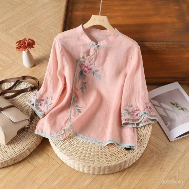 Áo thun dân tộc mùa hè 2.025 - Vải lanh cotton tay ¾, phong cách trẻ, chỉ 187k 3 Áo thun dân tộc mùa hè 2.025 - Vải lanh cotton tay ¾, phong cách trẻ, chỉ 187k 3