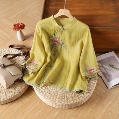 Áo thun dân tộc mùa hè 2.025 - Vải lanh cotton tay ¾, phong cách trẻ, chỉ 187k 12 Áo thun dân tộc mùa hè 2.025 - Vải lanh cotton tay ¾, phong cách trẻ, chỉ 187k 12