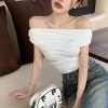 Áo thun dáng ngắn siêu co giãn trễ vai ôm body nữ phong cách Hàn Quốc hottrend mùa hè – giá chỉ 109.000₫ NGOMINH SP140