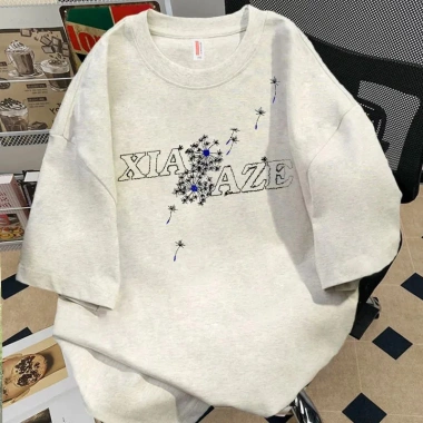 Áo thun dáng rộng thoáng khí cotton nguyên chất in hình phố cao cấp, phù hợp học sinh, giá chỉ 215.393₫