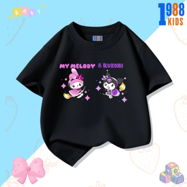 Áo thun đen bé gái in hình Korumi Mylody đáng yêu size 15‑40kg giảm giá 90k 10