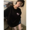 Áo thun Đen Hàn Quốc nữ oversize 100% cotton nơ in hình cô tròn - Giá 69.000đ 2