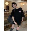 Áo thun Đen Hàn Quốc nữ oversize 100% cotton nơ in hình cô tròn - Giá 69.000đ 4