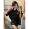 Áo thun Đen Hàn Quốc nữ oversize 100% cotton nơ in hình cô tròn - Giá 69.000đ 9