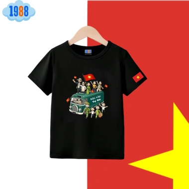 Áo thun đen Việt Nam Cờ Quốc Khánh 80 năm, cotton cao cấp, giảm giá 110k