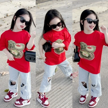 Áo thun đỏ bánh chưng Tết unisex trẻ em - cotton co giãn 4 chiều thoáng mát cộc tay - TABA KIDS 150k