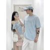 Áo thun đôi xanh bèo trắng lệch vai siêu xinh - Giá 168k DESTINY COUPLE 3