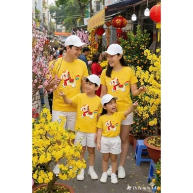 Áo Thun Đón Tết 2.026 Gia Đình In Sắc Nét - Cotton Mềm Mát Giá 102.000 VND 2