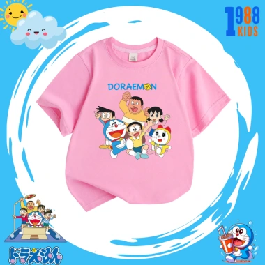 Áo Thun Doraemon Hồng Bé Gái 15-40kg Cotton 4 Chiều Thoáng Mát Giá 90k