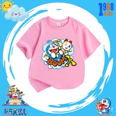 Áo Thun Doraemon Hồng Bé Gái 15-40kg Cotton 4 Chiều Thoáng Mát Giá 90k