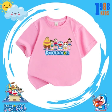 Áo Thun Doraemon Hồng Bé Gái 15-40kg Cotton 4 Chiều Thoáng Mát Giá 90k