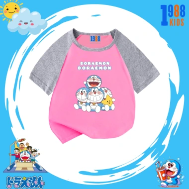 Áo Thun Doraemon Hồng Bé Gái 15-40kg Cotton 4 Chiều Thoáng Mát Giá 90k