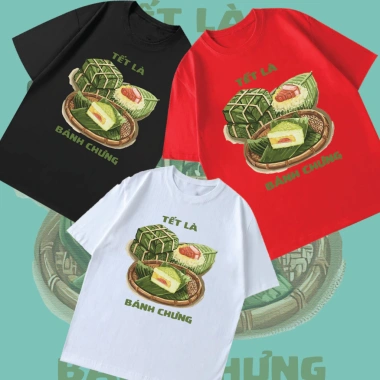 Áo Thun Form Rộng Peinn Collection Tết 26 In Mặt Trước Bánh Chưng Cotton Mềm Mịn