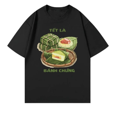 Áo Thun Form Rộng Peinn Collection Tết 26 In Mặt Trước Bánh Chưng Cotton Mềm Mịn 2