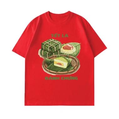 Áo Thun Form Rộng Peinn Collection Tết 26 In Mặt Trước Bánh Chưng Cotton Mềm Mịn 3
