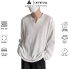 Áo thun gân tăm nam dài tay cổ tròn TOMIJUN co giãn 4 chiều unisex trẻ trung năng động 3